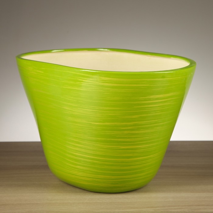 Горшок для цветов "Овал" глянец, салатово-золотой 6 л