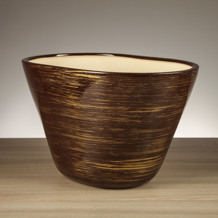 Горшок для цветов "Овал" глянец, шоколадно-золотой 6 л