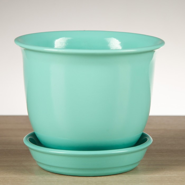 Горшок для цветов "Классик" глянец, бирюза, 0,5 л