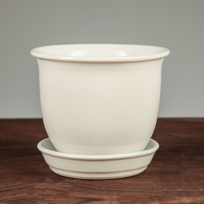 Горшок для цветов "Классик" глянец, белый, 0,5 л