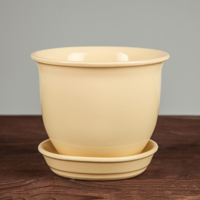 Горшок для цветов "Классик" глянец, бежевый, 0,5 л