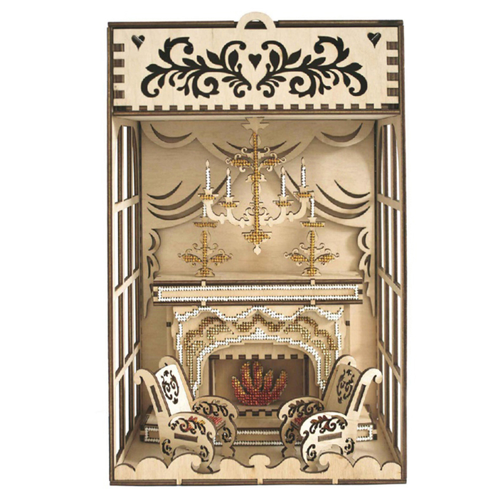 Набор для изготовления интерьерной заготовки "У камина" с бисером, 19,6х29,6х11,3 см