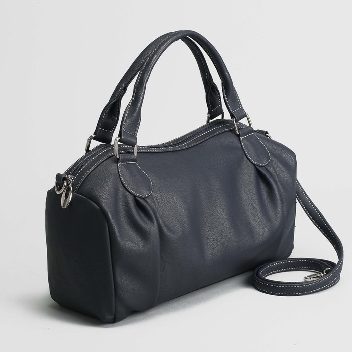 Сумка женская, отдел на молнии, наружный карман, длинный ремень, цвет синий