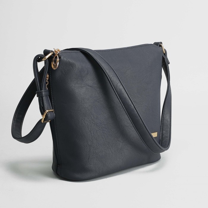 Сумка женская, отдел на молнии с перегородкой, 2 наружных кармана, регулируемый ремень, цвет синий