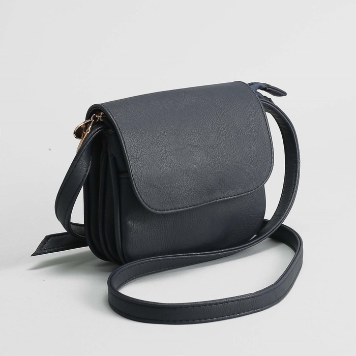 Сумка женская, отдел на молнии, наружный карман, длинный ремень, цвет синий