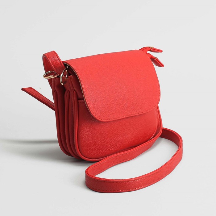Сумка женская, отдел на молнии, наружный карман, длинный ремень, цвет красный