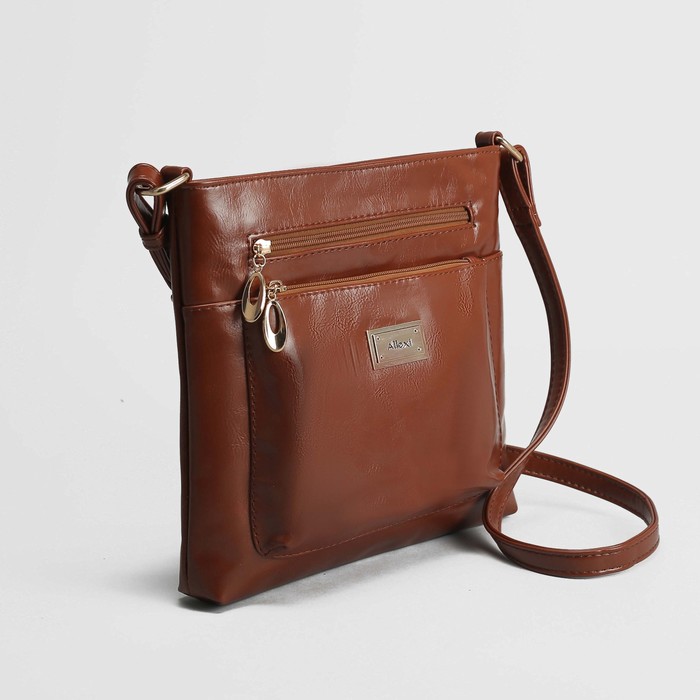 Сумка женская, отдел на молнии, 2 наружных кармана, регулируемый ремень, цвет рыжий