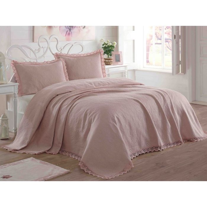 Комплект Benita: покрывало 250 × 260 см, наволочки 50 × 70 см - 2 шт, пудра