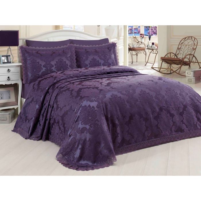 Комплект Evita: покрывало 260 × 260 см, наволочки 50 × 70 см - 2 шт, сливовый