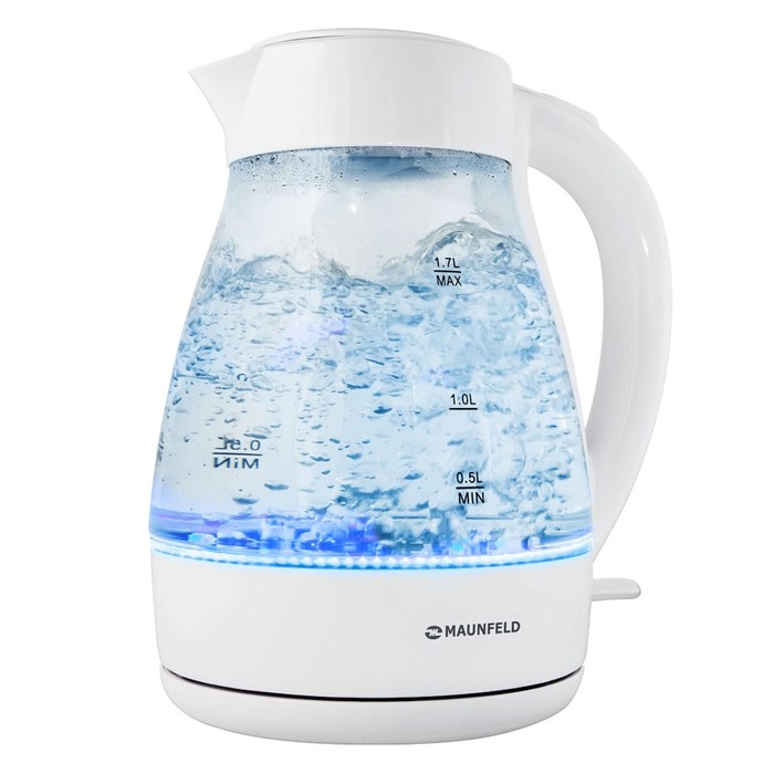 Чайник Maunfeld MFK-629G, 1.7 л, белый/прозрачный
