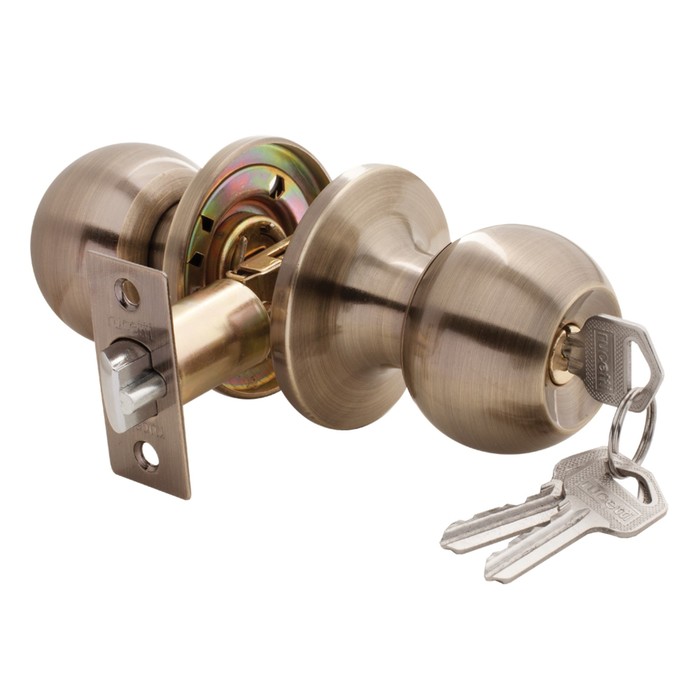 Ручка защелка RUCETTI HK-01 L AB, ключ-завертка, цвет античная бронза