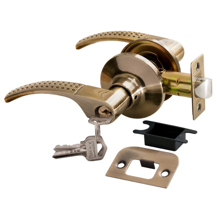 Ручка защелка фалевая RUCETTI HK-04 L AB, ключ-завертка, цвет античная бронза