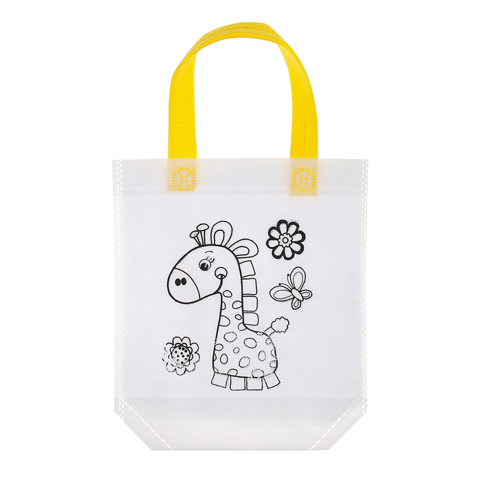 Сумка с рисунком под роспись "Жираф с бабочкой" + фломастеры 5 цветов