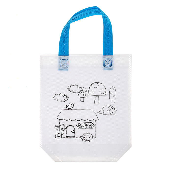 Сумка с рисунком под роспись "Домик" + фломастеры 5 цветов