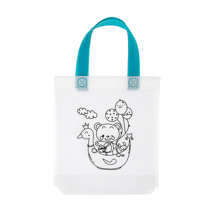 Сумка с рисунком под роспись "Мишка с шариками" + фломастеры 5 цветов