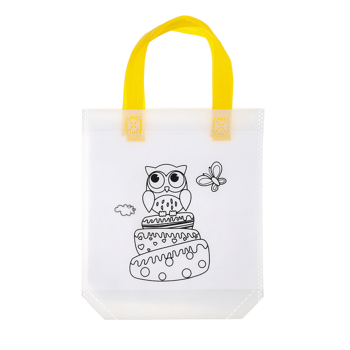 Сумка с рисунком под роспись "Торт с совой" + фломастеры 5 цветов