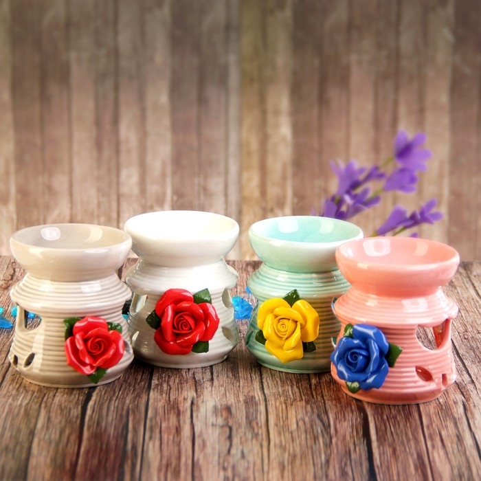 Аромалампа керамика "Роза" МИКС 9х7,5х7,5 см