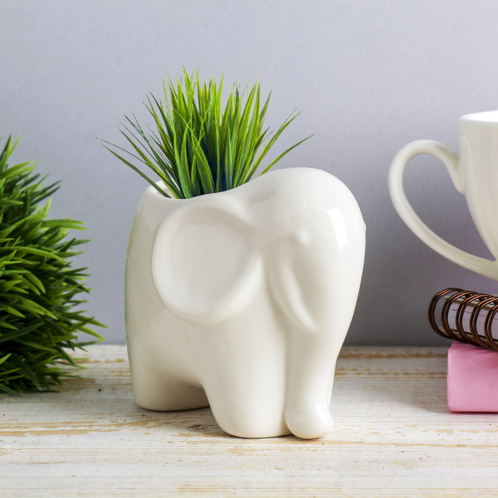 Растущая трава керамика "Белый слон" 9х8х5 см