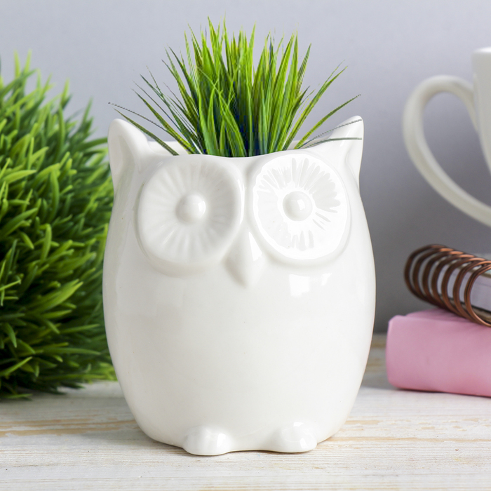 Растущая трава керамика "Совушка" 8х7х5 см