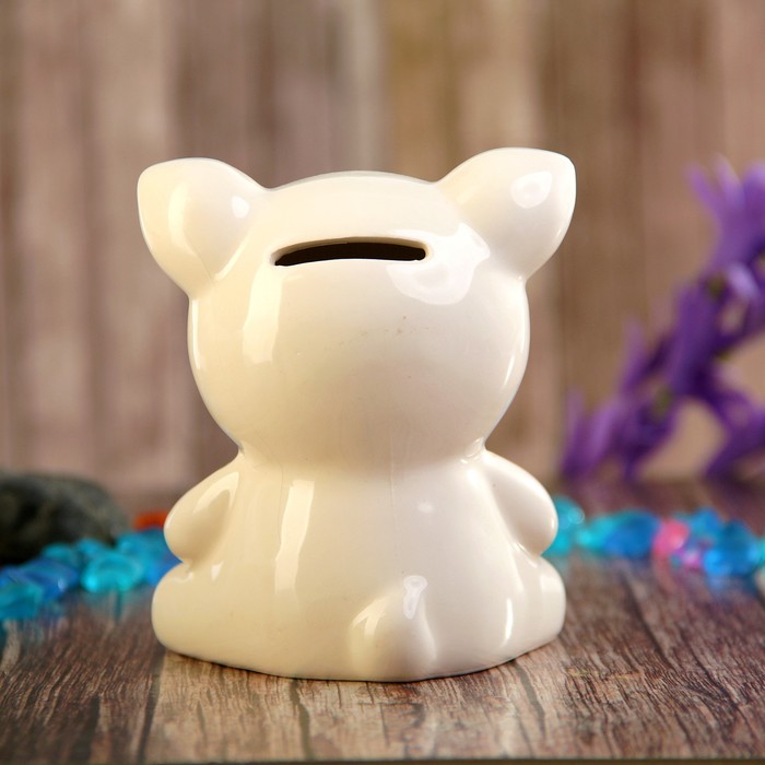 Копилка керамика "Котёнок, ушки в клеточку" МИКС 11х9х7 см