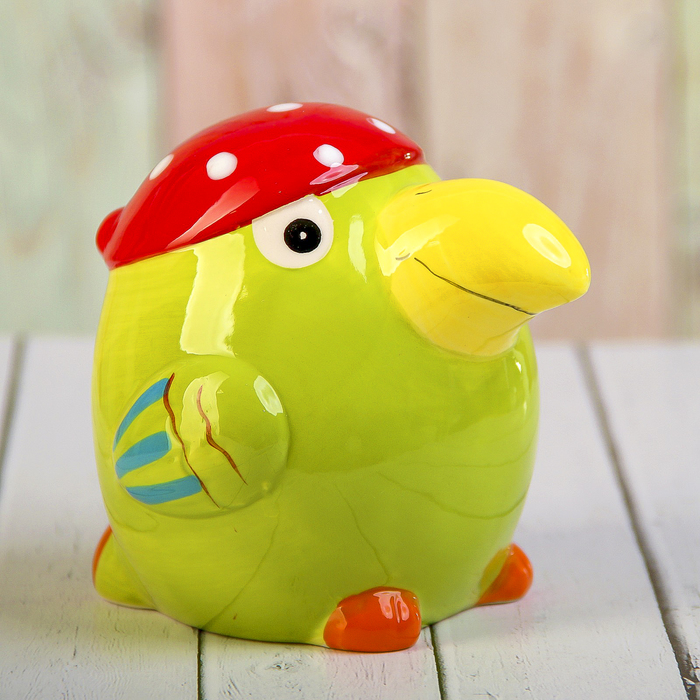 Копилка керамика "Попугай в бандане" МИКС 11х11,5х10 см