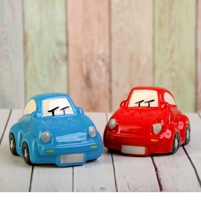 Копилка керамика "Яркая машинка" МИКС 8х9х11,8 см