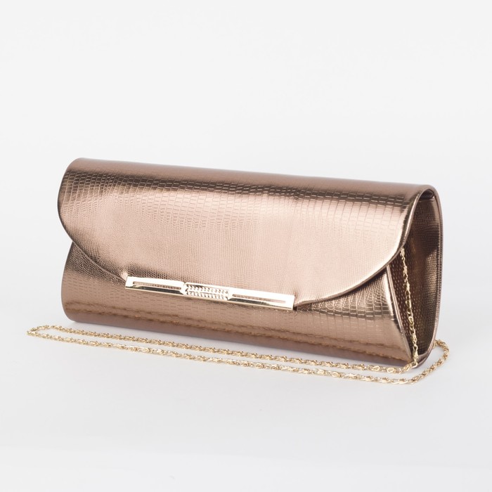 Клатч женский, отдел на магните, длинная цепь, цвет кофе