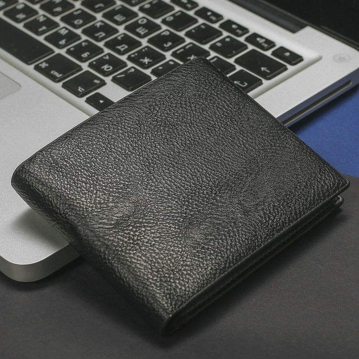 Портмоне мужское, 2 отдела, для карт, цвет чёрный