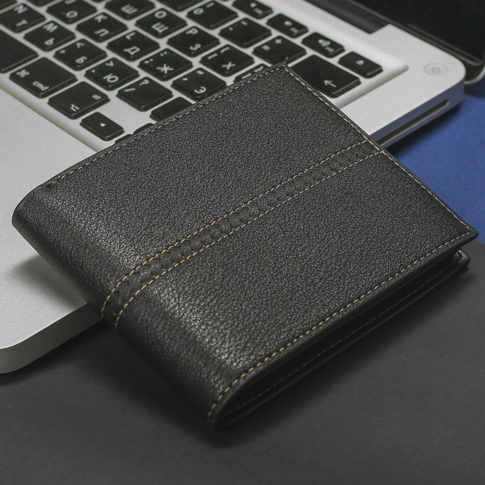 Портмоне мужское, 2 отдела, для карт, цвет чёрный