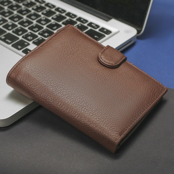 Портмоне мужское 2 в 1 (автодокументы), 3 отдела, для карт, для монет, цвет кофе