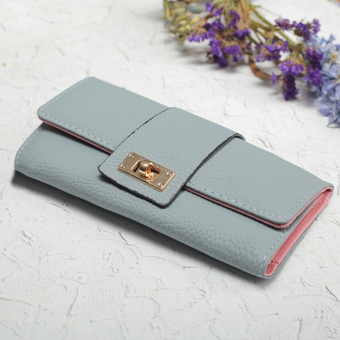 Кошелёк женский, 3 отдела, для карт, монет, цвет серый