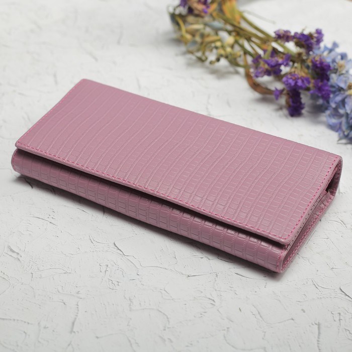 Кошелёк женский на клапане, 4 отдела, для карт, 2 отдела на рамке, цвет сиреневый