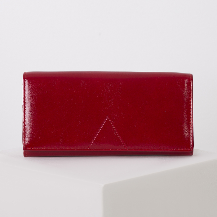 Кошелёк женский, 4 отдела, для карт, 2 отдела на рамке, цвет красный