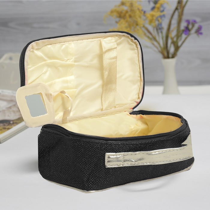 Косметичка-сундук «Блеск», отдел на молнии, цвет чёрный