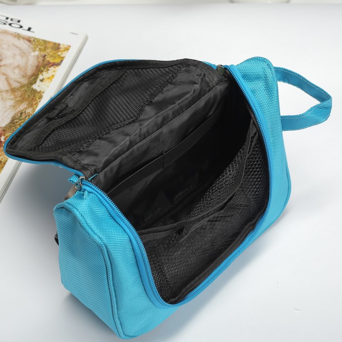 Косметичка-сумочка на молнии, 1 отдел, цвет голубой