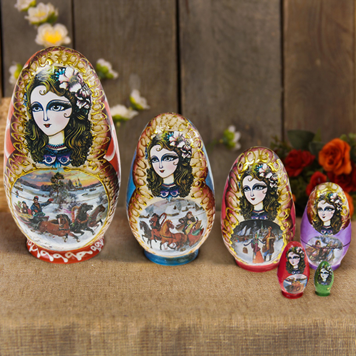 Матрёшка художественная 6 в 1 "Расписные картины", МИКС