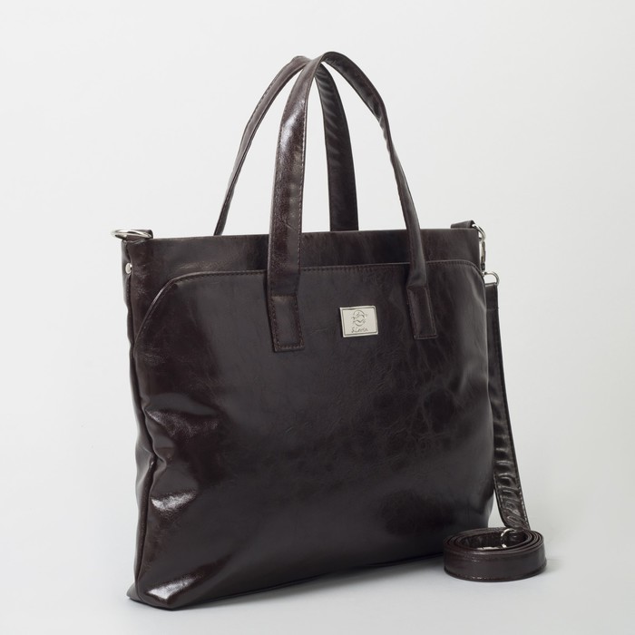 Сумка женская, 1 отдел с перегородкой на молнии, наружный карман, длинный ремень, цвет коричневый