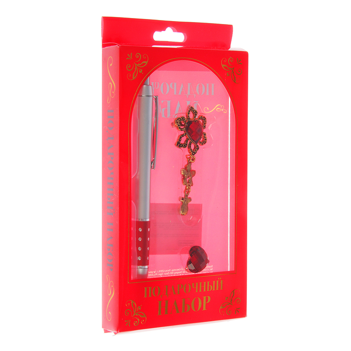 набор подарочный 3в1(ручка+2 брошки) в коробке 18*9см