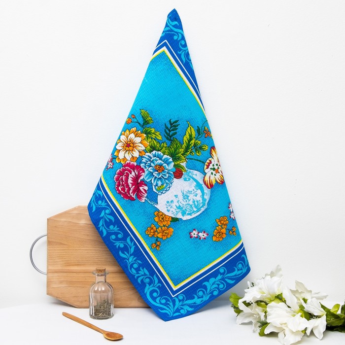 Полотенце вафельное "Букет", ,38х73см, 100%-хлопок 165 г/м