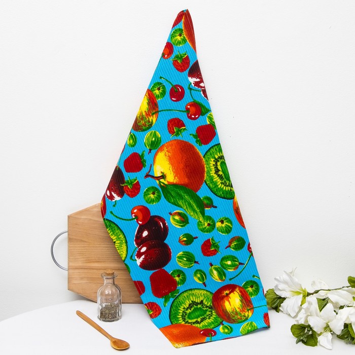 Полотенце вафельное "Фруктовый микс",38х73см, 100%-хлопок 165 г/м