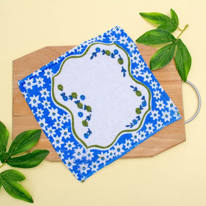 Салфетка махровая "Цветочки", 25х25см, 100%-хлопок,200 г/м