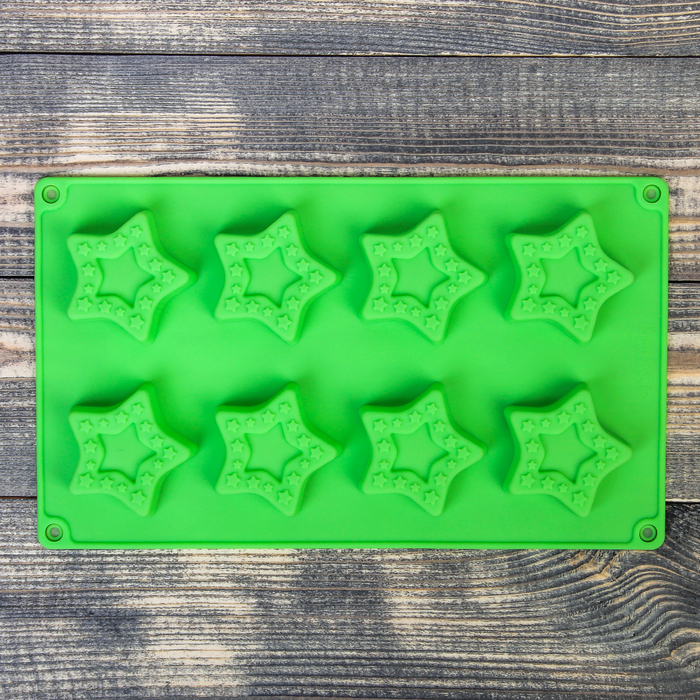 Форма для выпечки 8 ячеек "Звезда в звёздах" 26,7х16х1,7 см, цвет МИКС