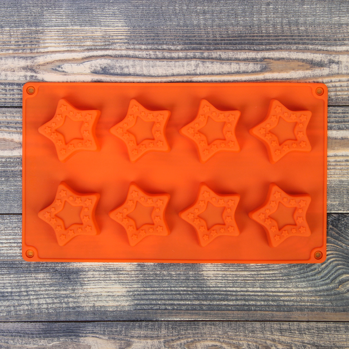 Форма для выпечки 8 ячеек "Звезда в звёздах" 26,7х16х1,7 см, цвет МИКС