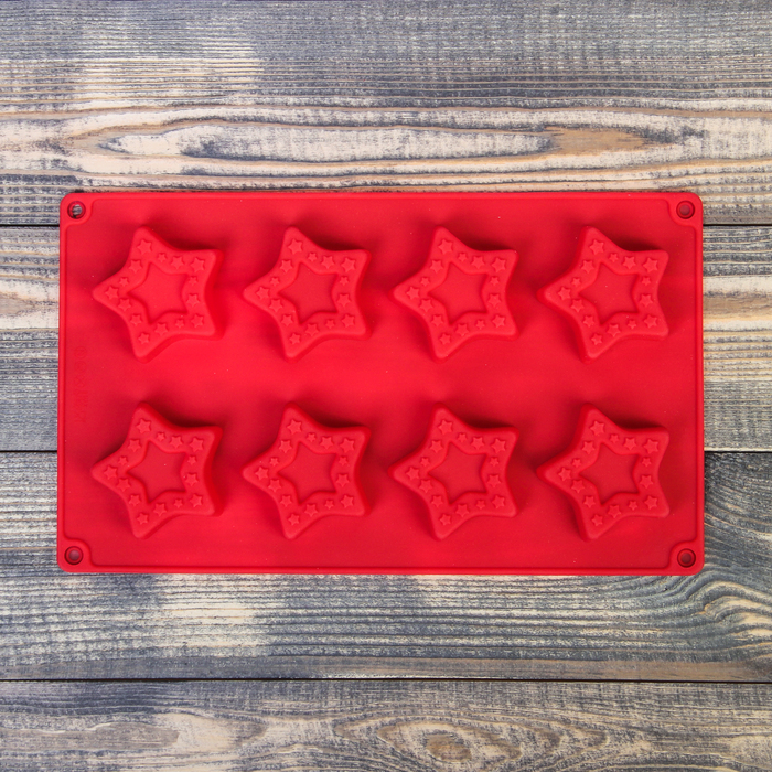 Форма для выпечки 8 ячеек "Звезда в звёздах" 26,7х16х1,7 см, цвет МИКС