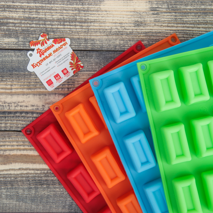 Форма для льда и шоколада, 25 ячеек, 30х17х2,5 см "Рамка", цвета МИКС