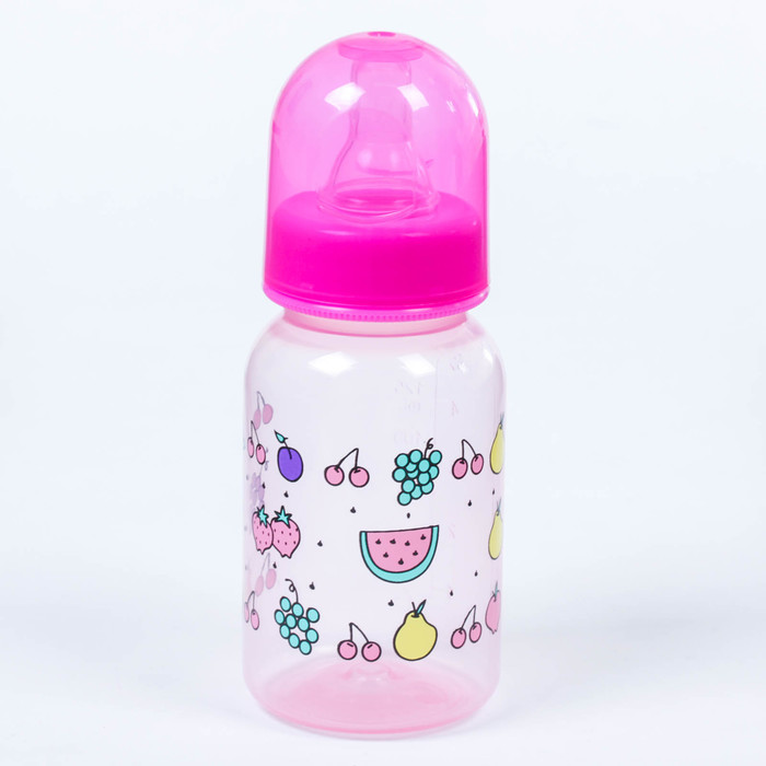 Бутылочка для кормления, 125 мл, от 0 мес., цвет розовый МИКС