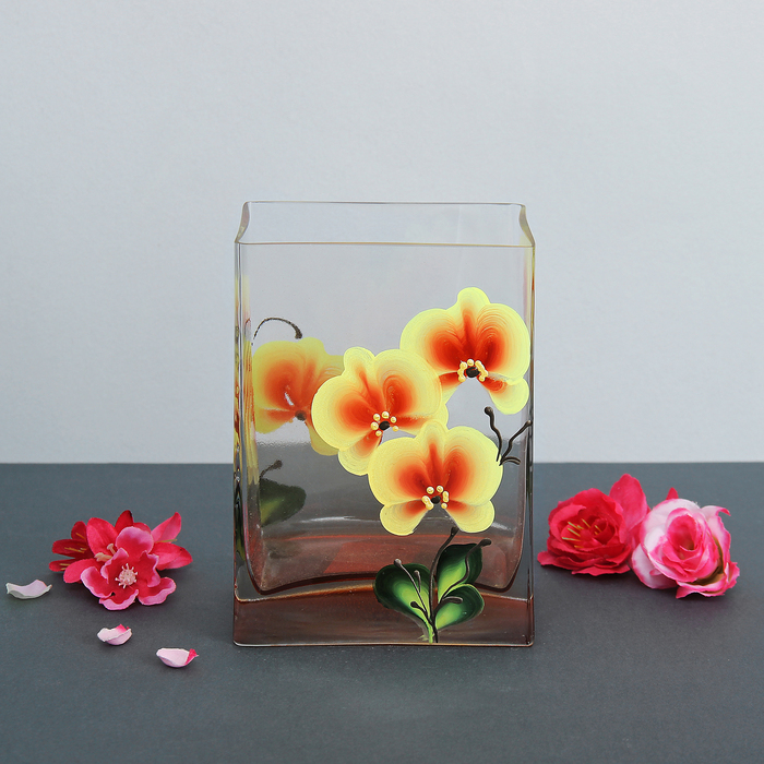 Ваза Джем "Орхидея" оранжевый 8х10х14 см