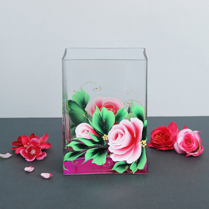 Ваза Джем "Розовый букет" розовый 8х10х14 см