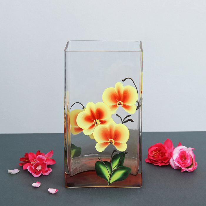 Ваза Джем "Орхидея" оранжевый 8х10х18 см