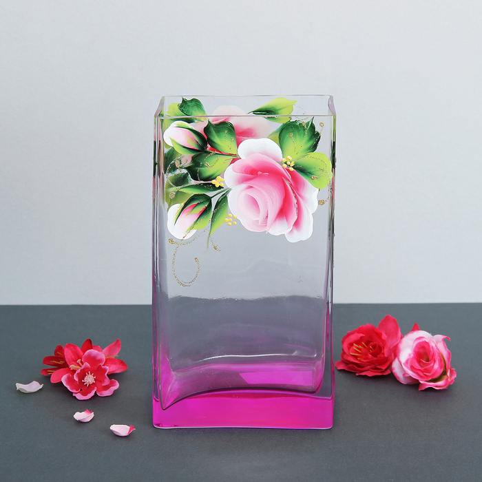 Ваза Джем "Розовый букет" розовый 8х10х18 см